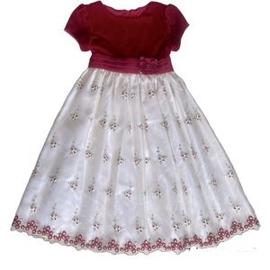 GIrls Red White Floral Tulle Party Dress
